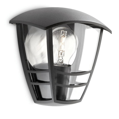Aplique Exterior Pared Plano 1x60w Negro Mod. Creek Philips_1