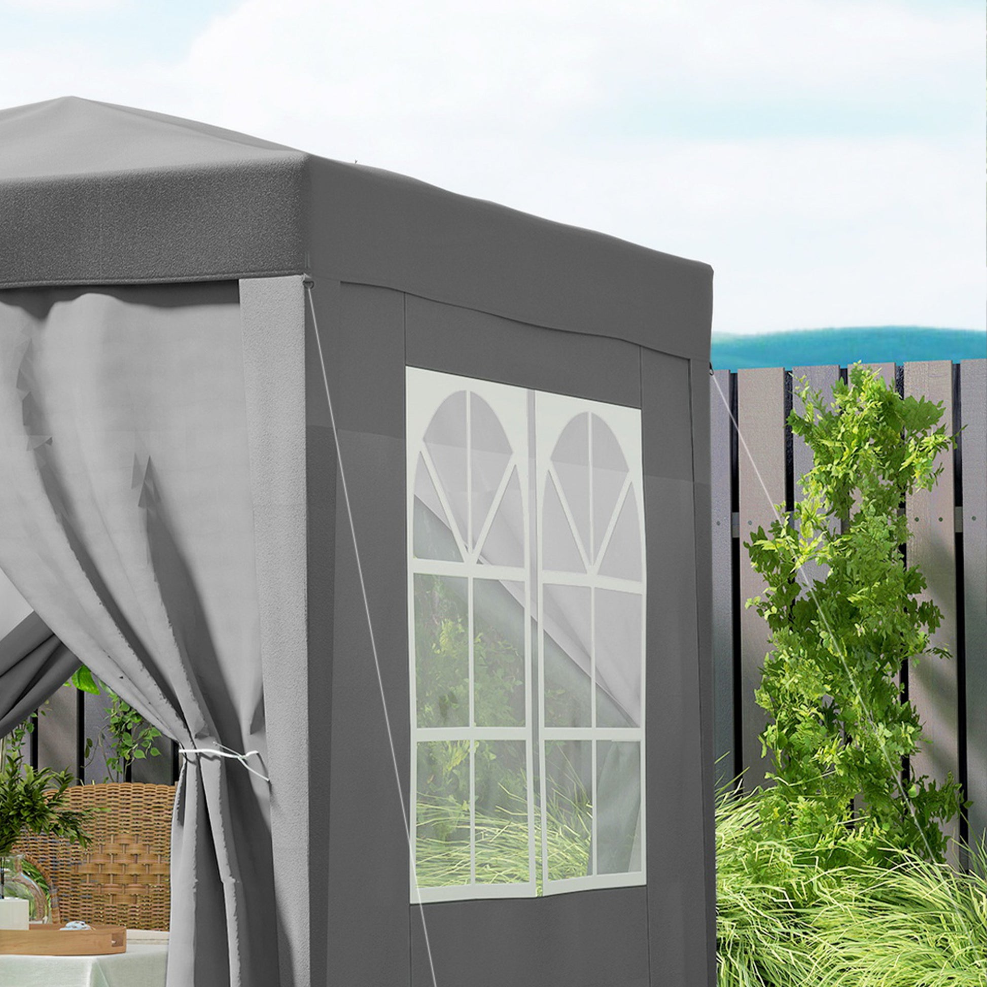 Outsunny Carpa Plegable 2x2m Pop-up Con 4 Paredes Y Bolsa De Transporte Gris_4