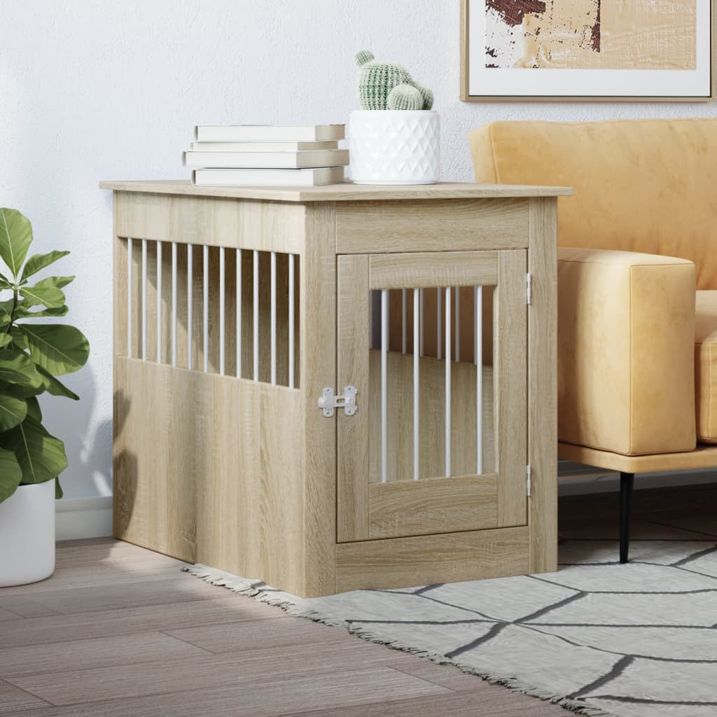 Vidaxl Jaula Para Perros Madera De Ingeniería Roble Sonoma 55x80x68 Cm_1