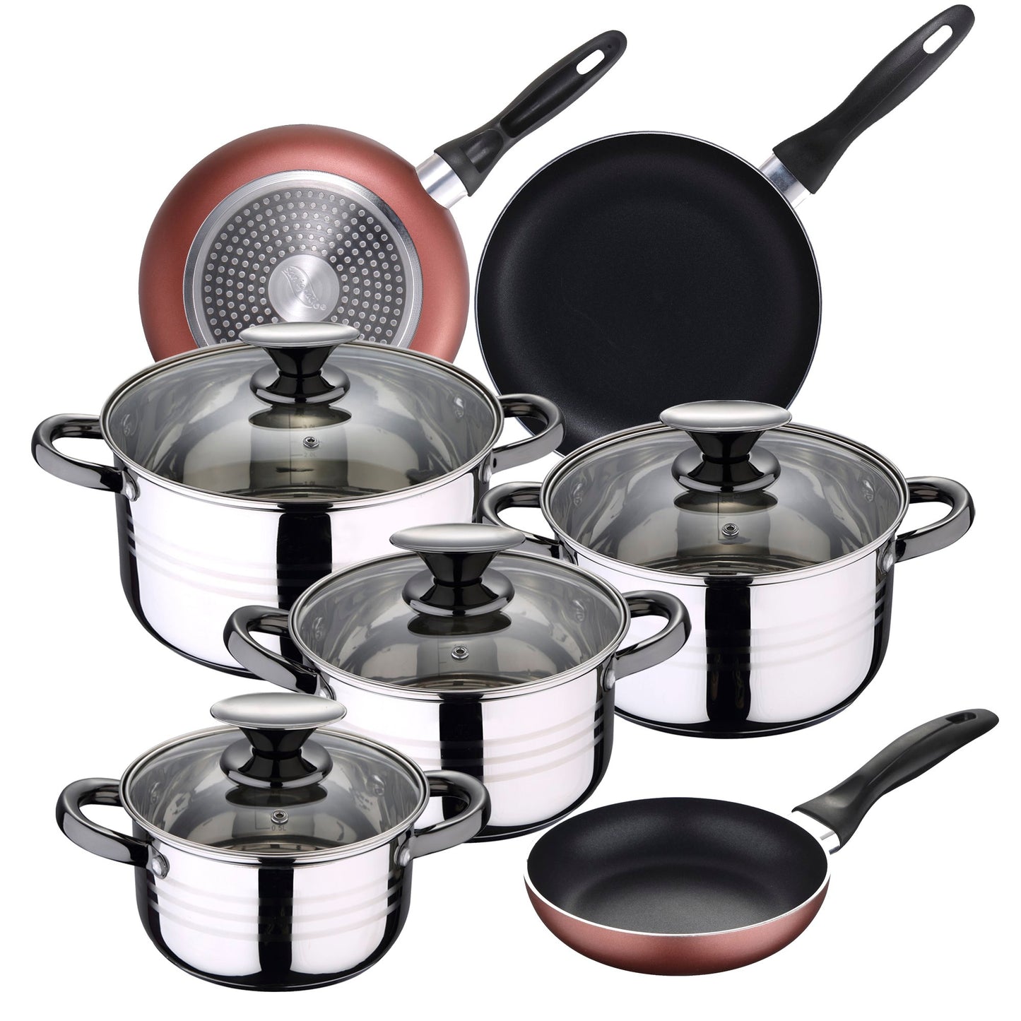 Bateria De Cocina 8 Piezas San Ignacio Dina De Acero Inoxidable Con Juego De Sartenes (16/20/24 Cm) San Ignacio Paradise De Aluminio Prensado_0