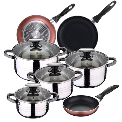 Bateria De Cocina 8 Piezas San Ignacio Dina De Acero Inoxidable Con Juego De Sartenes (16/20/24 Cm) San Ignacio Paradise De Aluminio Prensado_0