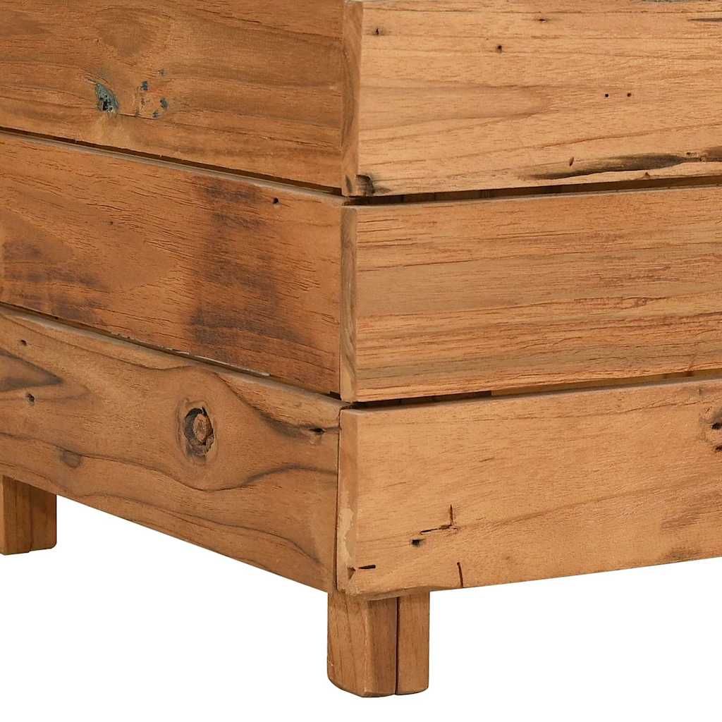 Arriate Elevado Madera De Teca Reciclada Y Acero 150x40x55 Cm_5