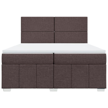 Cama Box Spring Con Colchón Tela Marrón Oscuro 200x200 Cm / Vetonek_3