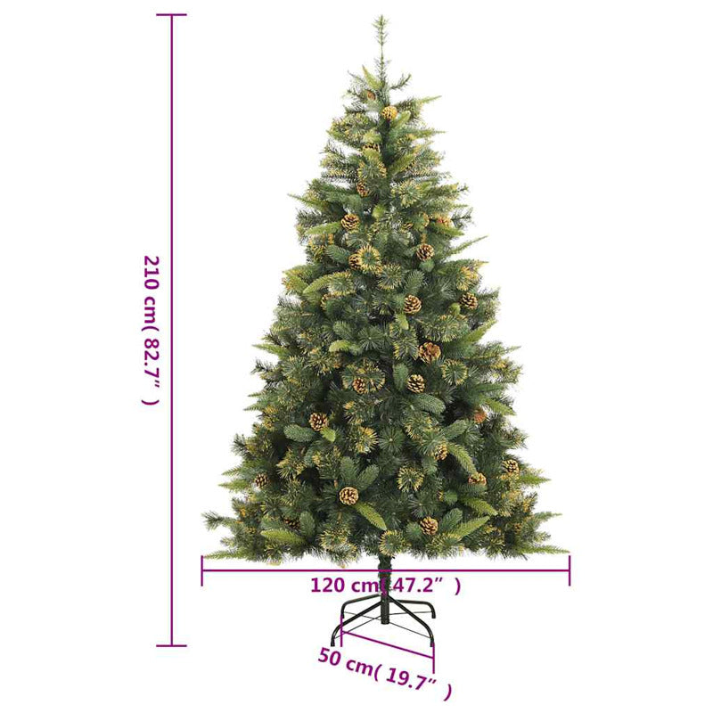 Vidaxl Árbol De Navidad Artificial Con Bisagras 300 Led Y Bolas 210 Cm_2