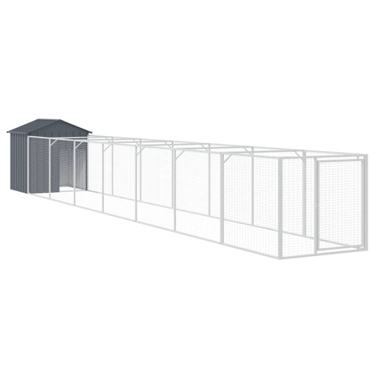 Caseta Perros Con Tejado Acero Galvanizado Gris 117x813x123 Cm_0