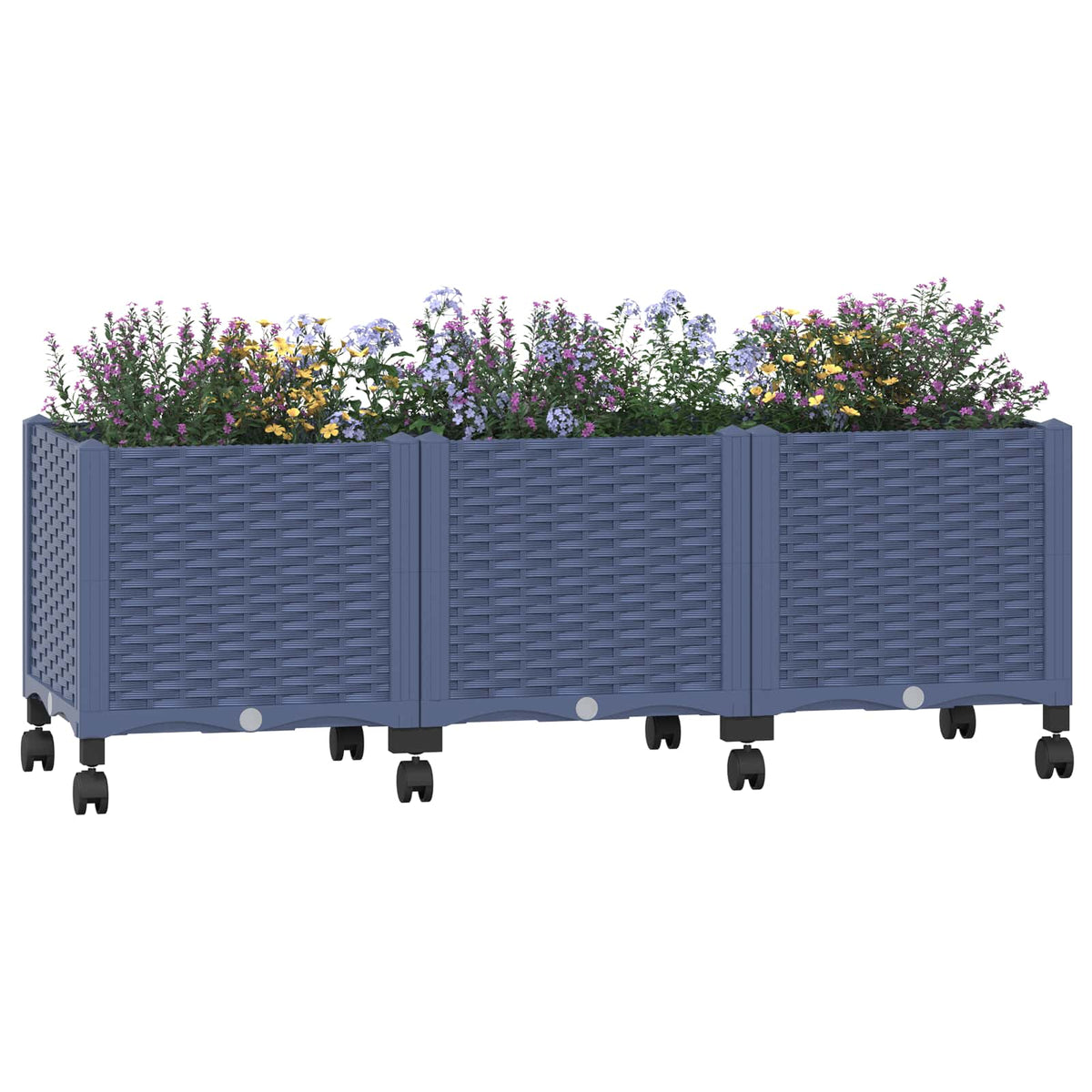 Macetero De Jardín Con Ruedas Gris Azulado 120 X 40 X 44 Cm Pp_2