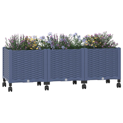 Macetero De Jardín Con Ruedas Gris Azulado 120 X 40 X 44 Cm Pp_2