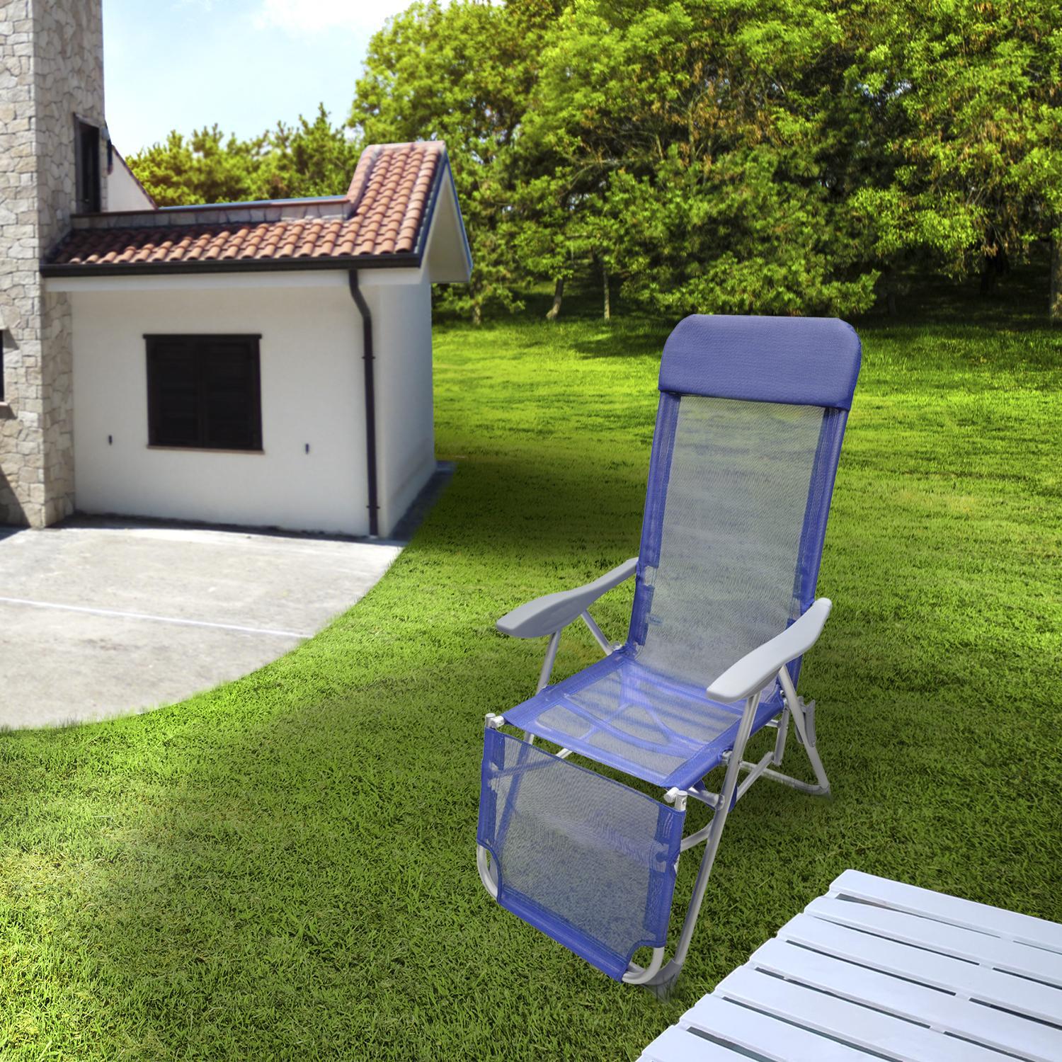 Silla Playa Estructura Aluminio, Reclinable 5 Posiciones Con Reposapies, Silla Multiposición, Silla Con Reposabrazos_2