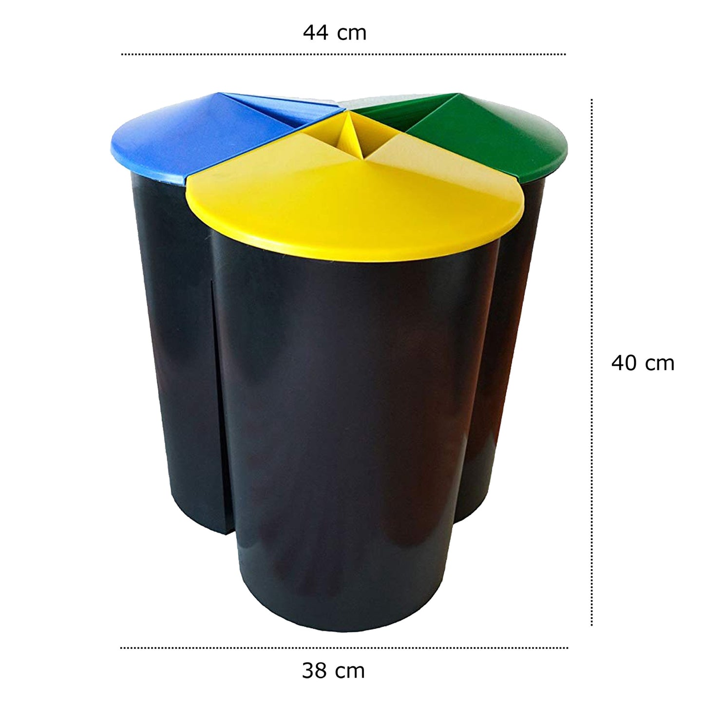 Cubo De Basura 40 Litros En 3 Compartimentos Color Negro 20 X 12 X 12 Cm En Plástico_2