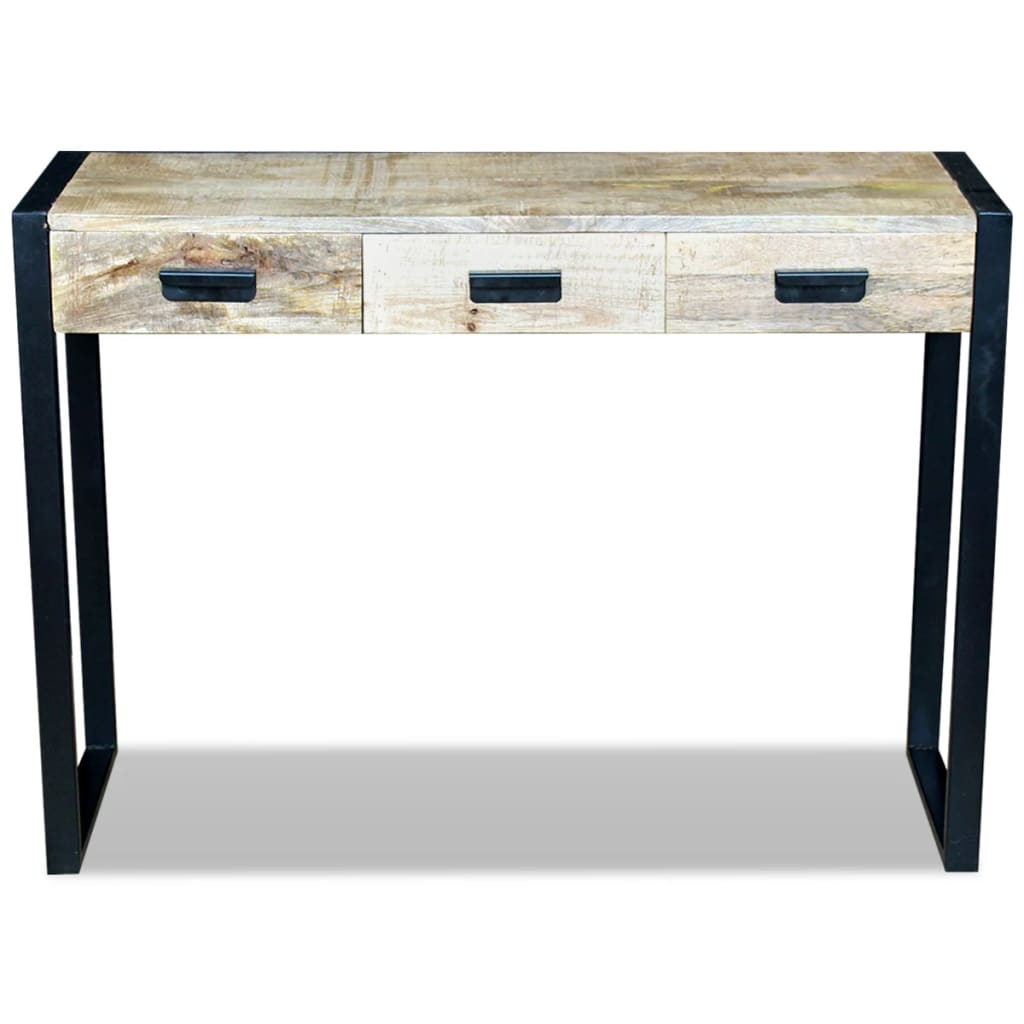 Mesa Consola Con 3 Cajones Madera Maciza De Mango 110x35x78 Cm_4