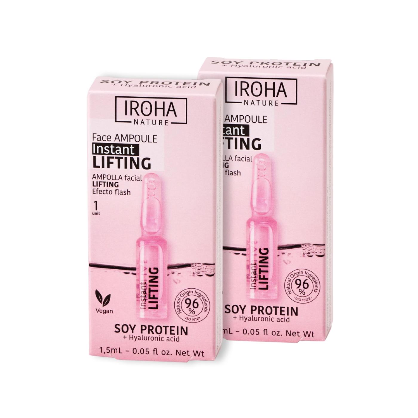 Pack 2x1 Ampola Facial Lifting Flash Proteína de Soja Iroha Nature 1,5 ml