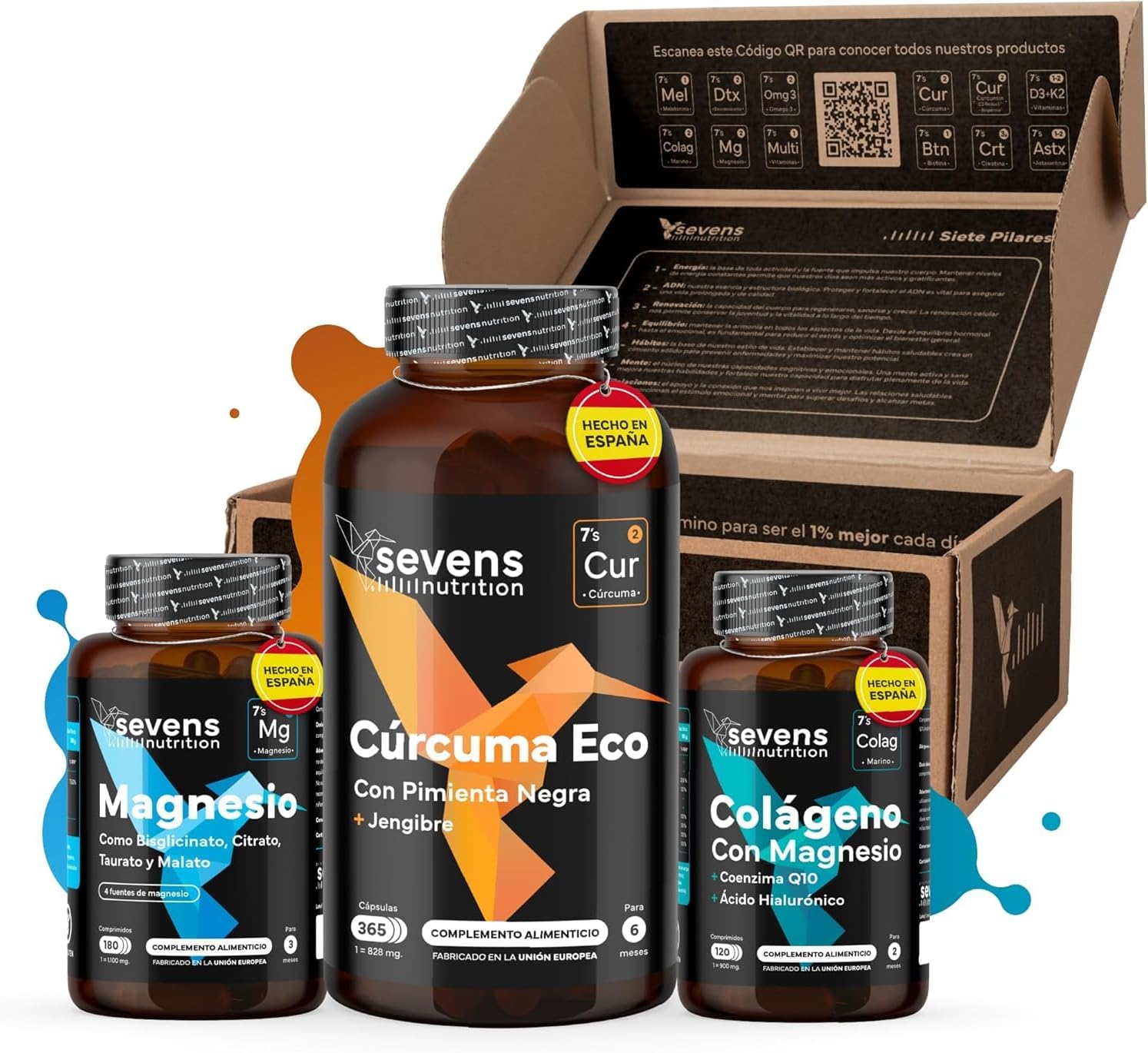 Pack Óseo: Colágeno, Magnesio, Ácido Hialurónico Y Cúrcuma. Sevens Nutrition. Suplementos Para Huesos_0