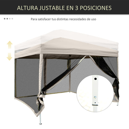 Outsunny Carpa Plegable 3x3 Exterior Con Mosquiteras Y Bolsa De Transporte Beige_5
