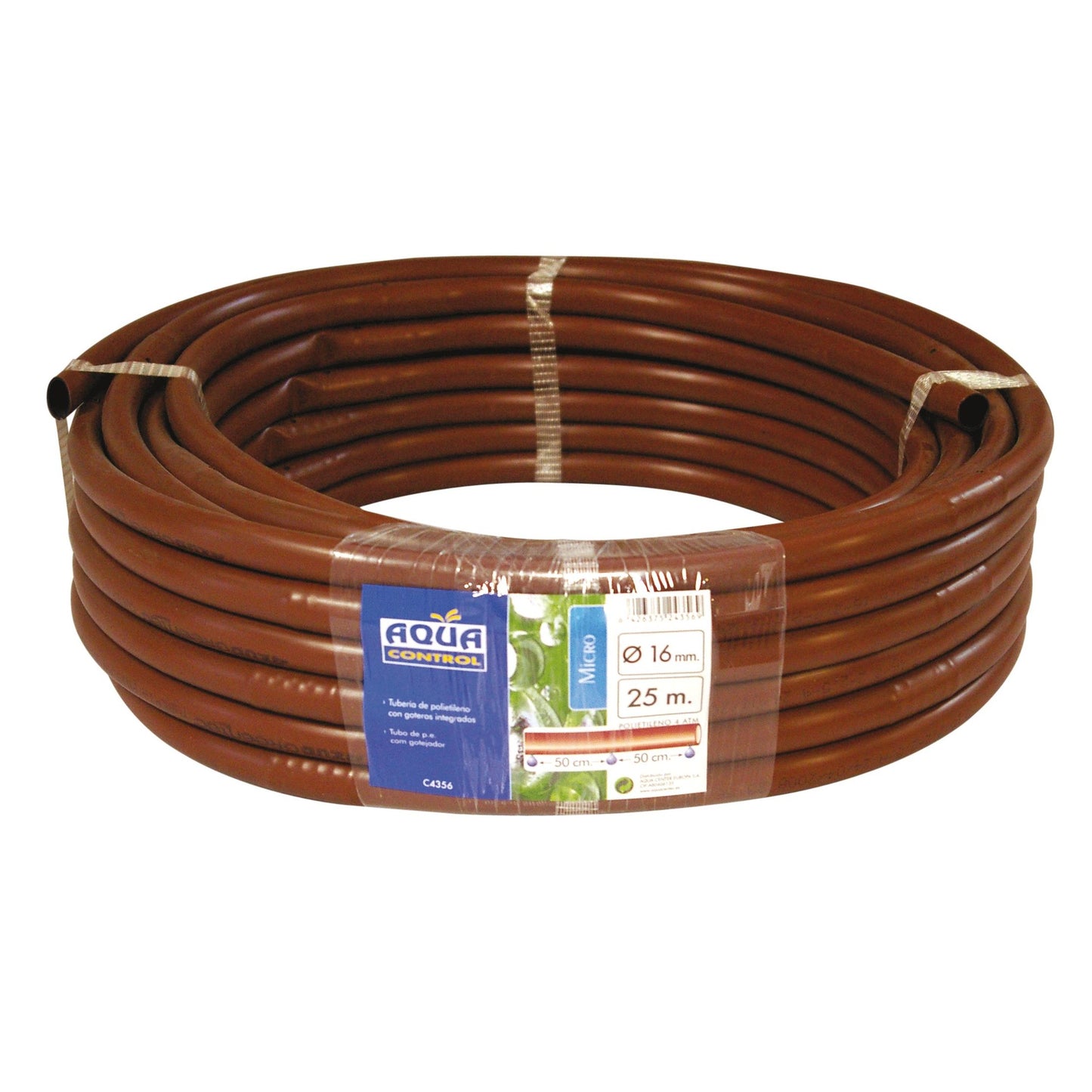 Tubería marrón con goteros integrados 16mm 25 m