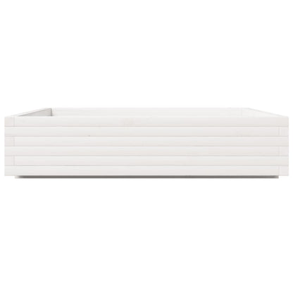 Jardinera De Madera Maciza De Pino Blanca 110x110x26,5 Cm_5