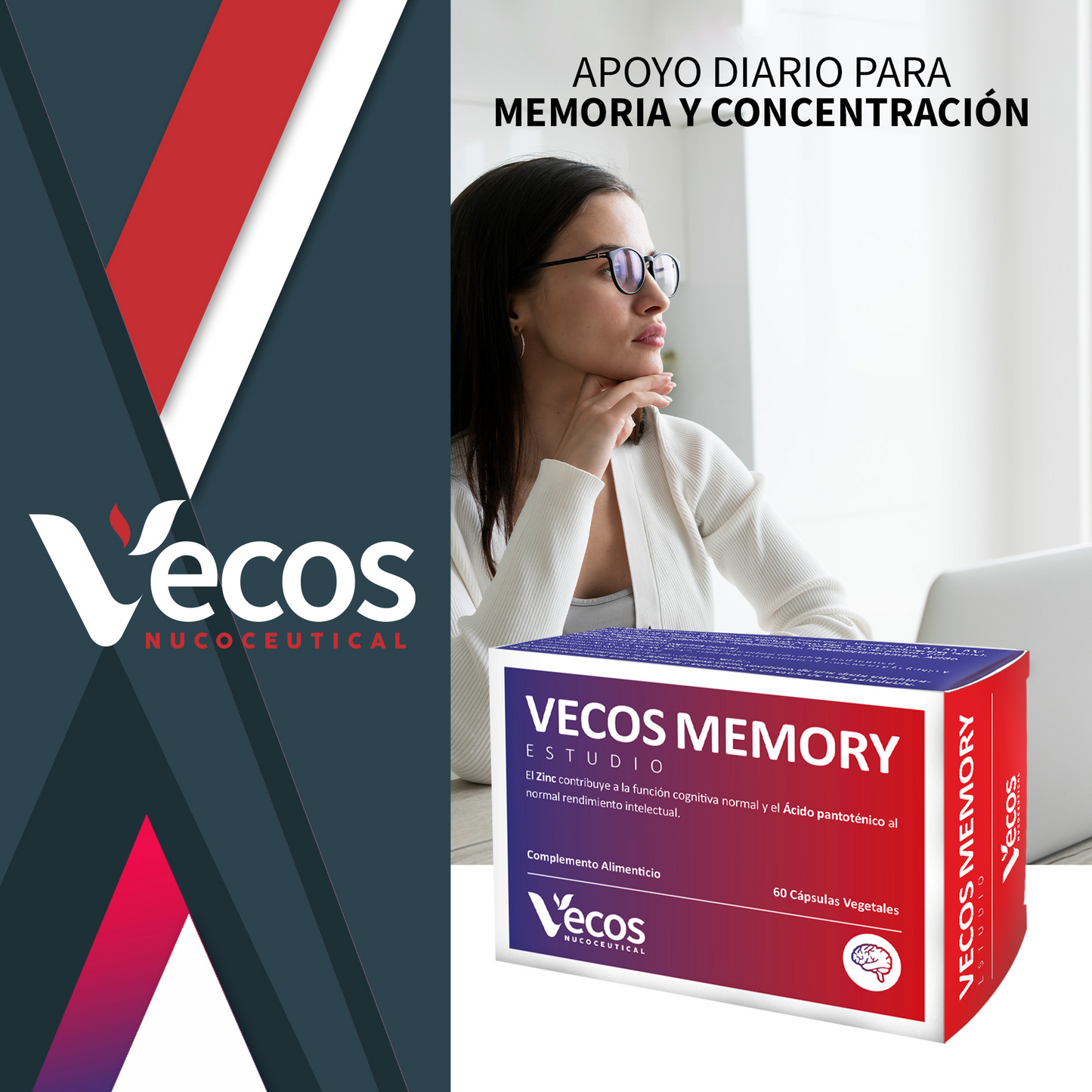 Memory Vecos 60 Cápsulas | Memoria Y Concentración | Fosfatidilserina, Dha Y Ginkgo_1