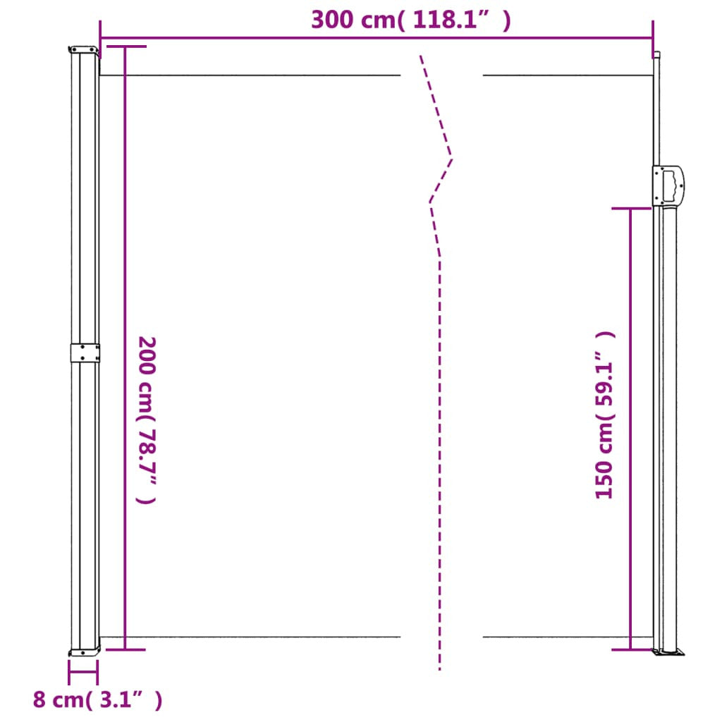 Vidaxl Toldo Lateral Retráctil Terracota 200x300 Cm_2