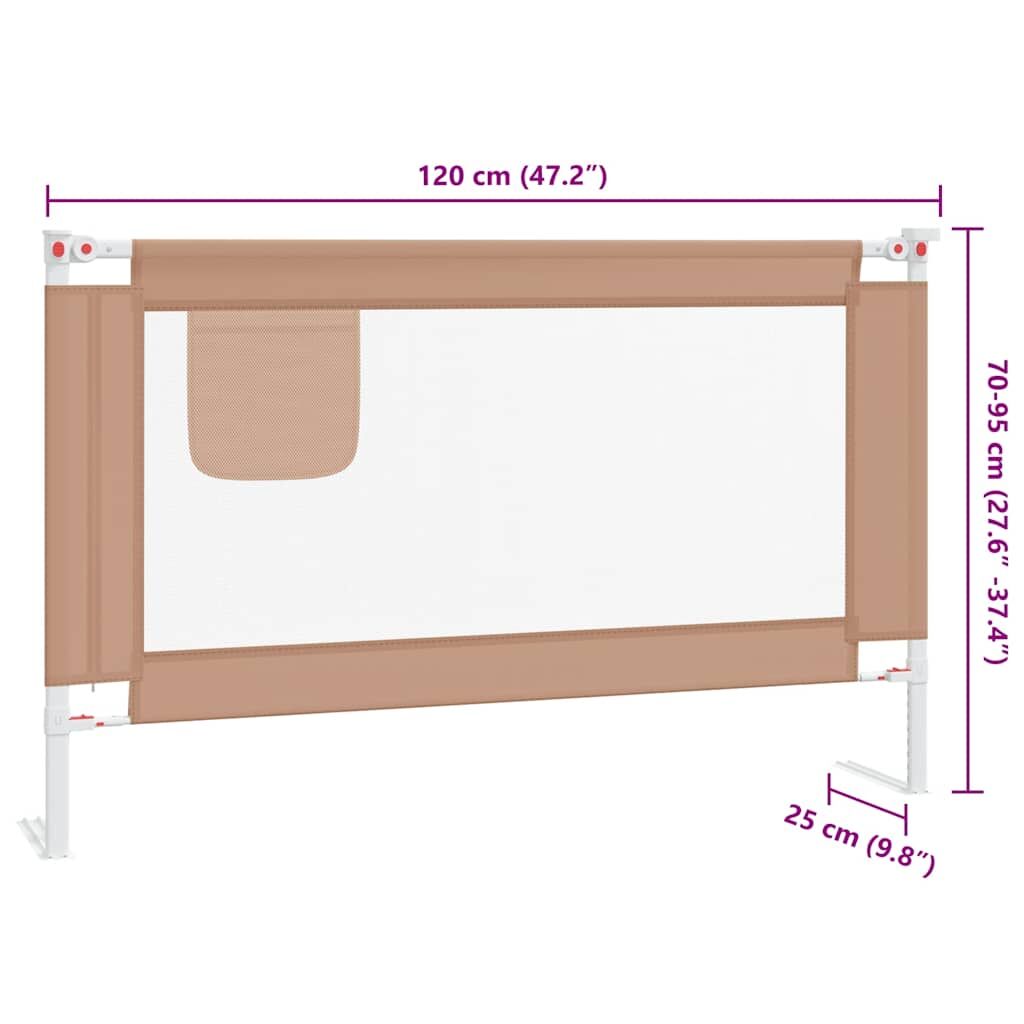 Vidaxl Barandilla De Seguridad Cama De Niño Gris Taupe Tela 120x25 Cm_2