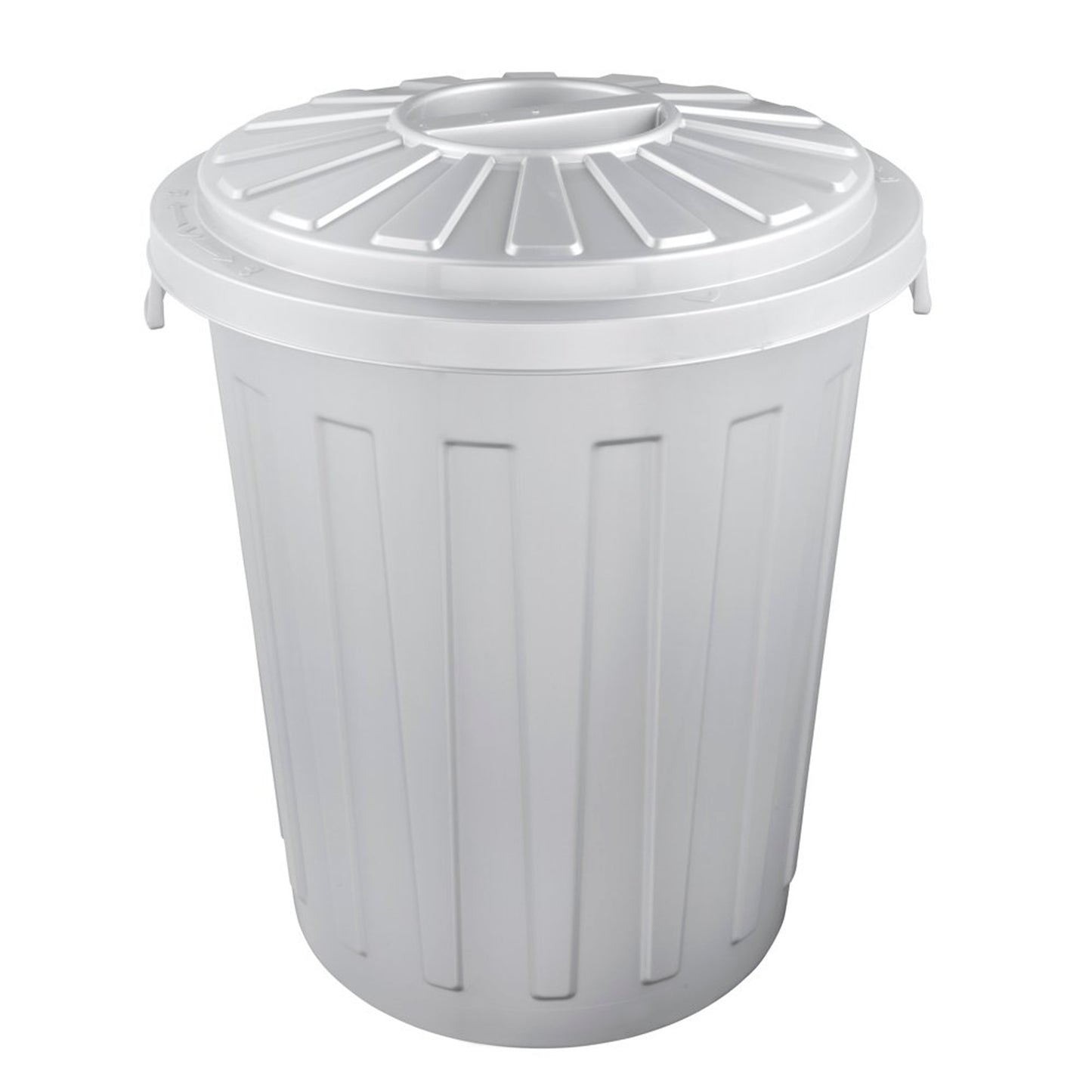Set De 3 Cubos De Basura/papelera Polivalente Mats Con Tapa Cerrable De Plastico Resistente 7/23/50 Litros En Color Plateado_1