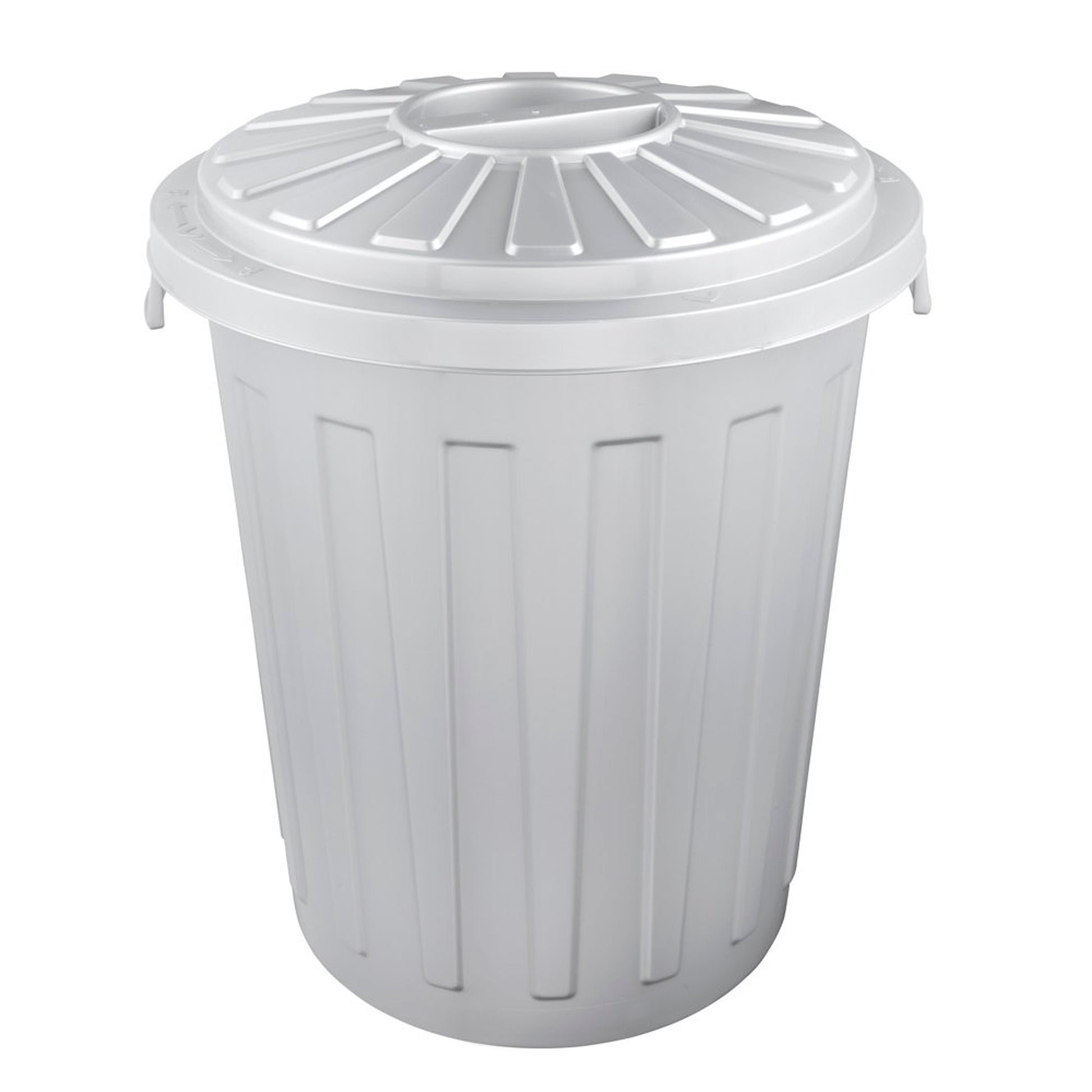 Set De 3 Cubos De Basura/papelera Polivalente Mats Con Tapa Cerrable De Plastico Resistente 7/23/50 Litros En Color Plateado_1