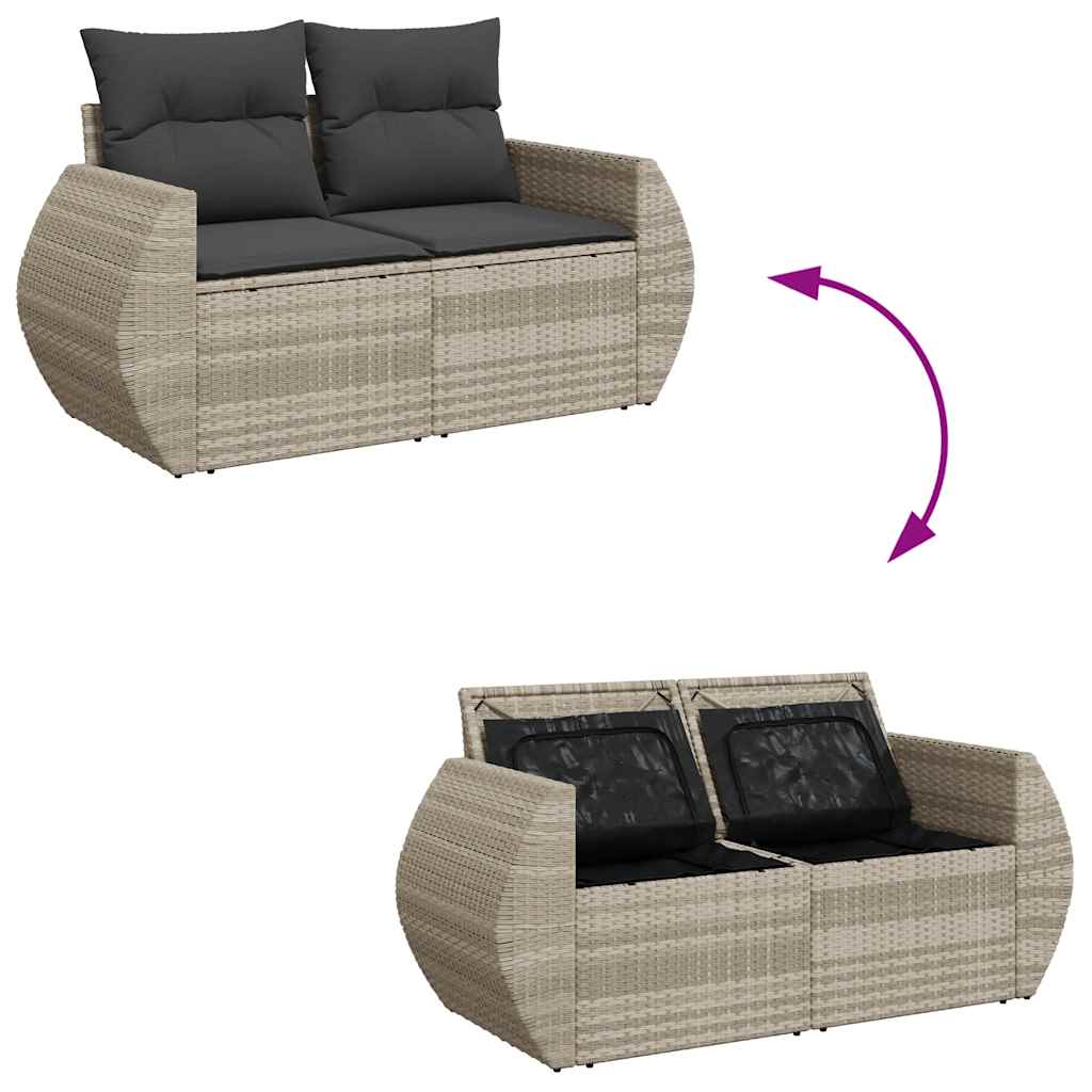 Set De Sofás Jardín Y Cojines 5 Pzas Ratán Sintético Gris Claro / Vetonek_3