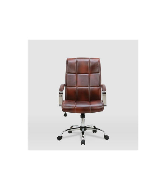 Silla De Oficina Belinda En Piel Sintética Marrón Envejecido. Alto: 110/119.5cm Ancho: 6_0