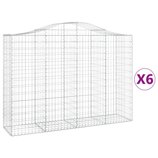 Cestas Gaviones 6 Uds Forma De Arco Hierro 200x50x140/160 Cm_0