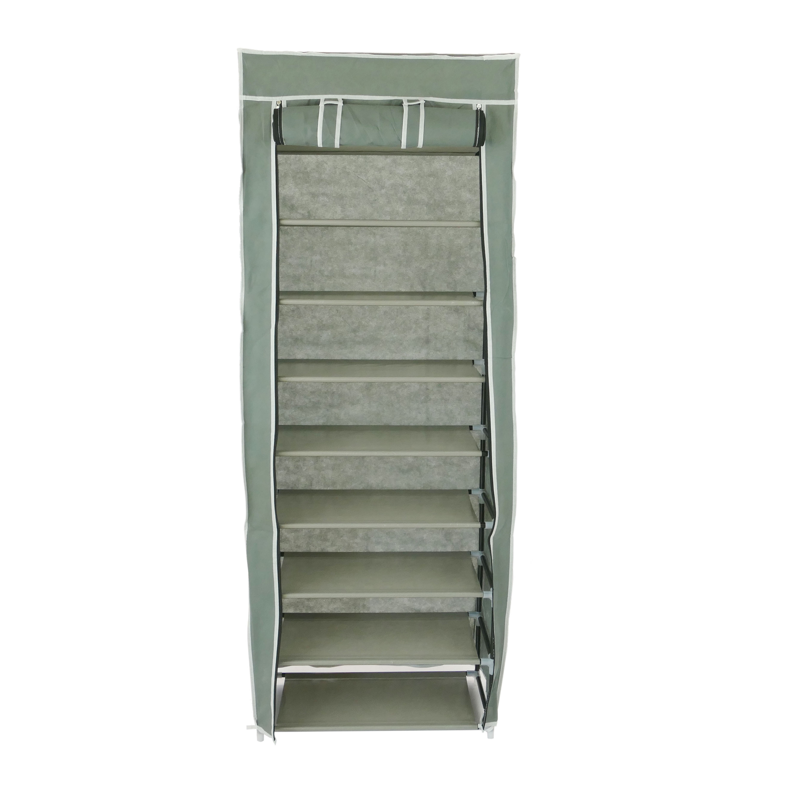 Armario Ropero Y Zapatero De Tela Desmontable 60 X 30 X 160 Cm Gris Con Puerta Enrollable_1