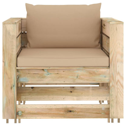 Muebles De Jardín 2 Pzas Con Cojines Madera Impregnada Verde / Vetonek_0