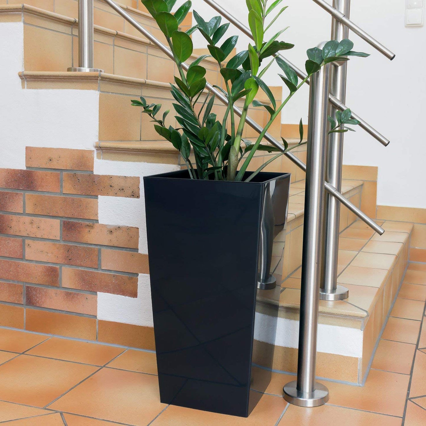 3x Maceta Alta Urbi 2 Litros, De Plastico, 12,6 X 12,6 X 20 Cm En Color Antracita_4