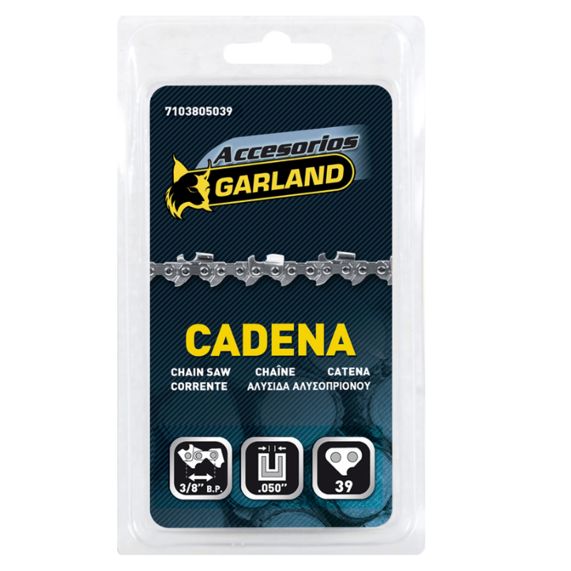 Garland - 7103805039 Accesorio Para Motosierras - Cadena Cortada De 39 Eslabones Con Paso De 3/8 Bajo Perfil Y Espesor De 0.050 (1,3 Mm.)_0