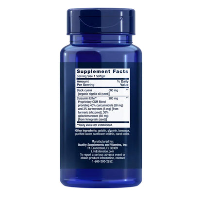Extrato de curcuma Curcumin EliteTM, Life Extension 60 cápsulas
