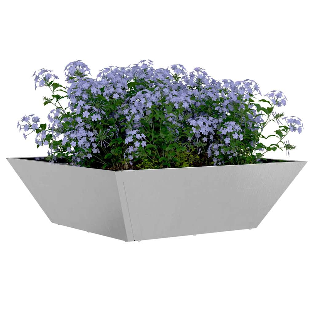 Macetero De Jardín Plateado 50 X 50 X 15 Cm Acero Inoxidable_2