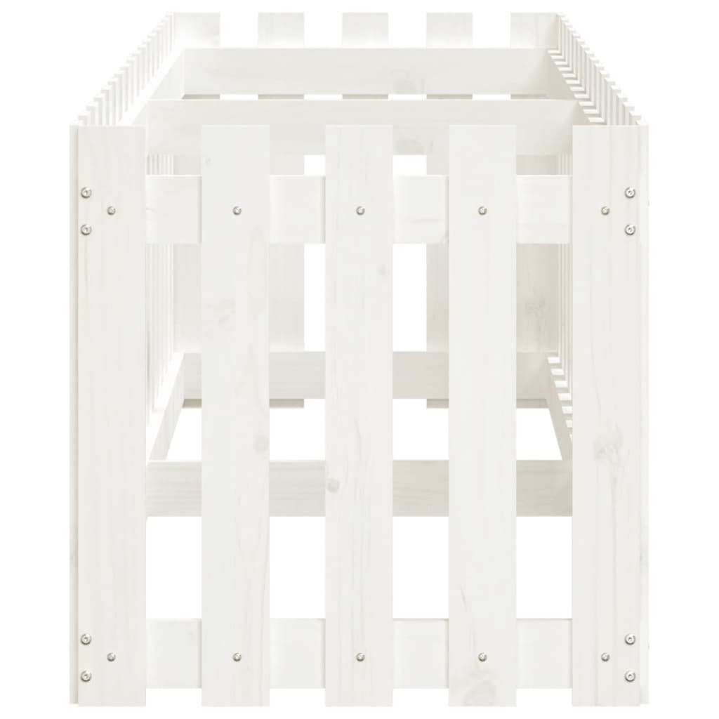Arriate Elevado Jardín Con Valla Madera Pino Blanco 200x50x50cm_5