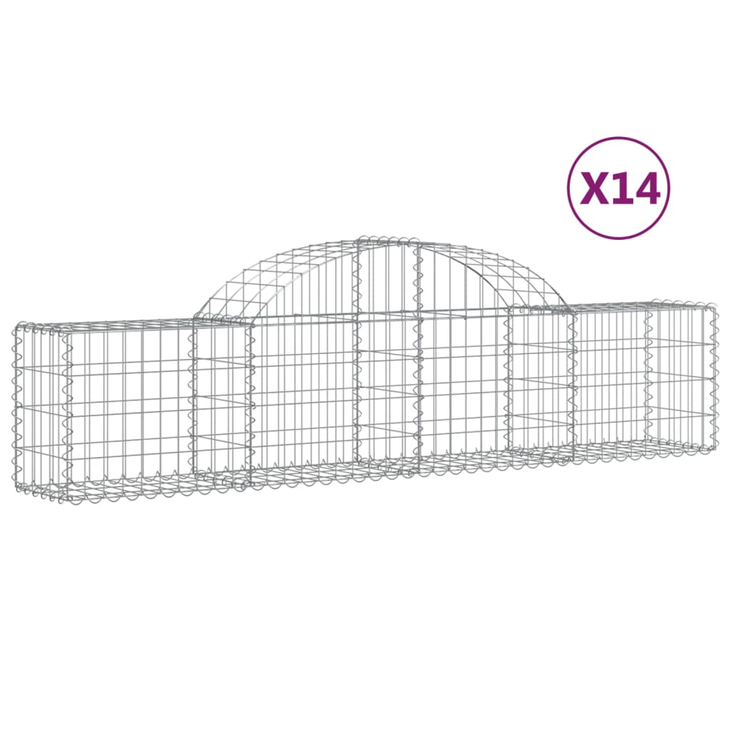 Cestas De Gaviones 14 Uds Forma De Arco Hierro 200x30x40/60 Cm_0