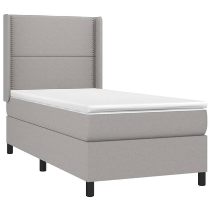 Cama Box Spring Colchón Y Luces Led Tela Gris Claro 100x200 Cm / Vetonek_2