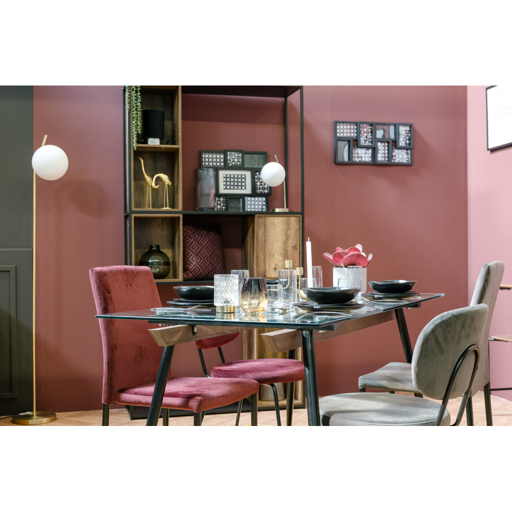 Juego De 6 Sillas De Comedor De Terciopelo Burdeos - Rojo Vintage 44x53x92cm - Muebles De Comedor_2