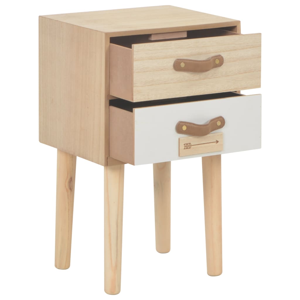 Mesita De Noche Con 2 Cajones Madera Maciza Pino 30x25x49,5 Cm_0