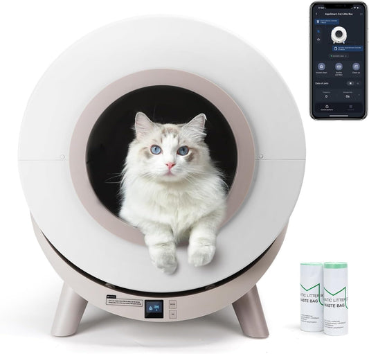 Caixa de areia autolimpante Nobleza Smart com 2 rolos de sacos para areia para gatos