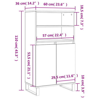 Aparador Alto Madera Contrachapada Gris Hormigón 60x36x110 Cm / Vetonek_4