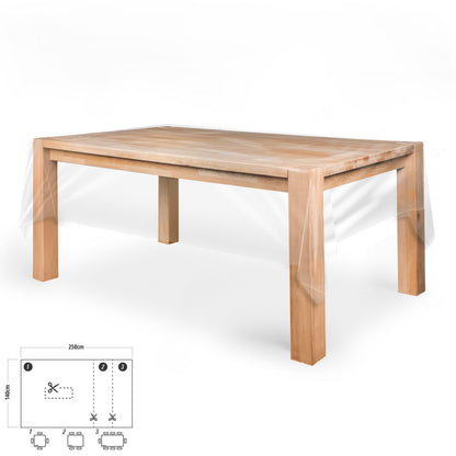 Mantel Hule Rectangular Transparente Antimanchas Pvc 140x250 Cm.  Recortable Uso Interior Y Exterior_0