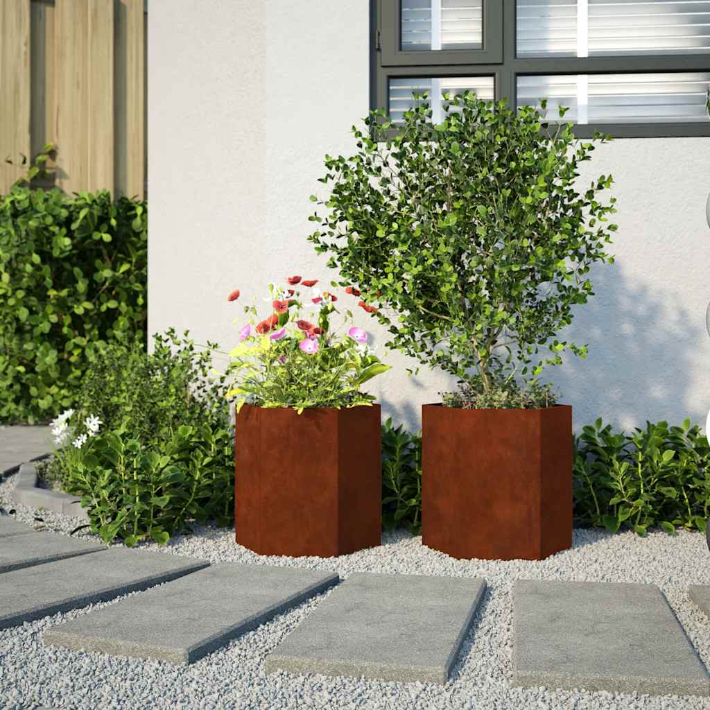 Jardineras Hexagonales 46x40x45 Cm Acero Desgastado_4