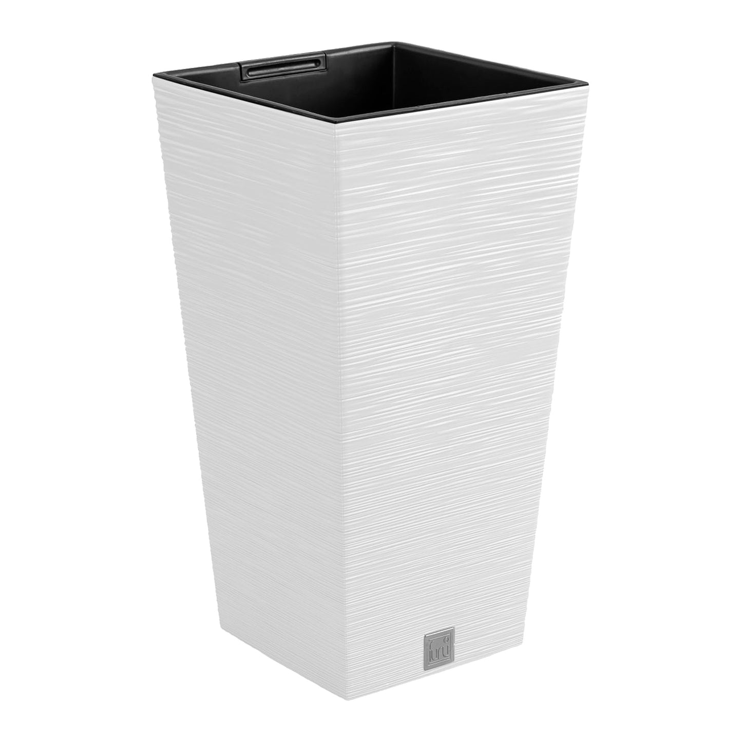 Macetero Color Blanco, Con Depósito, Colección Furu, De 26,5x26,5x 50cm, Capacidad De 11l.