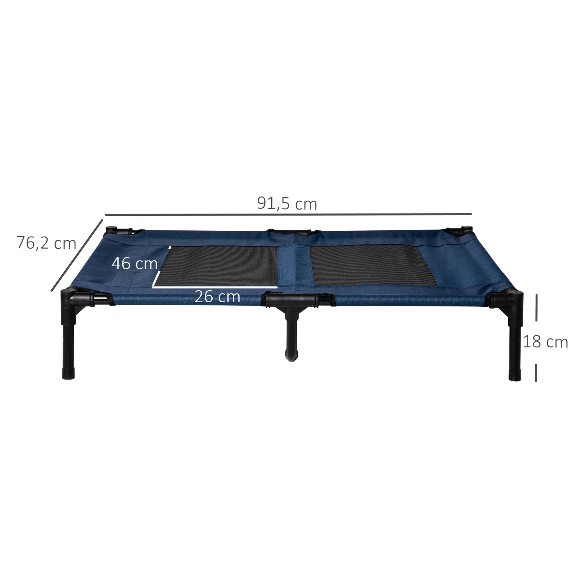 Pawhut Cama Elevada Para Perros Interior Y Exterior 91,5x76,2x18 Cm Azul_2