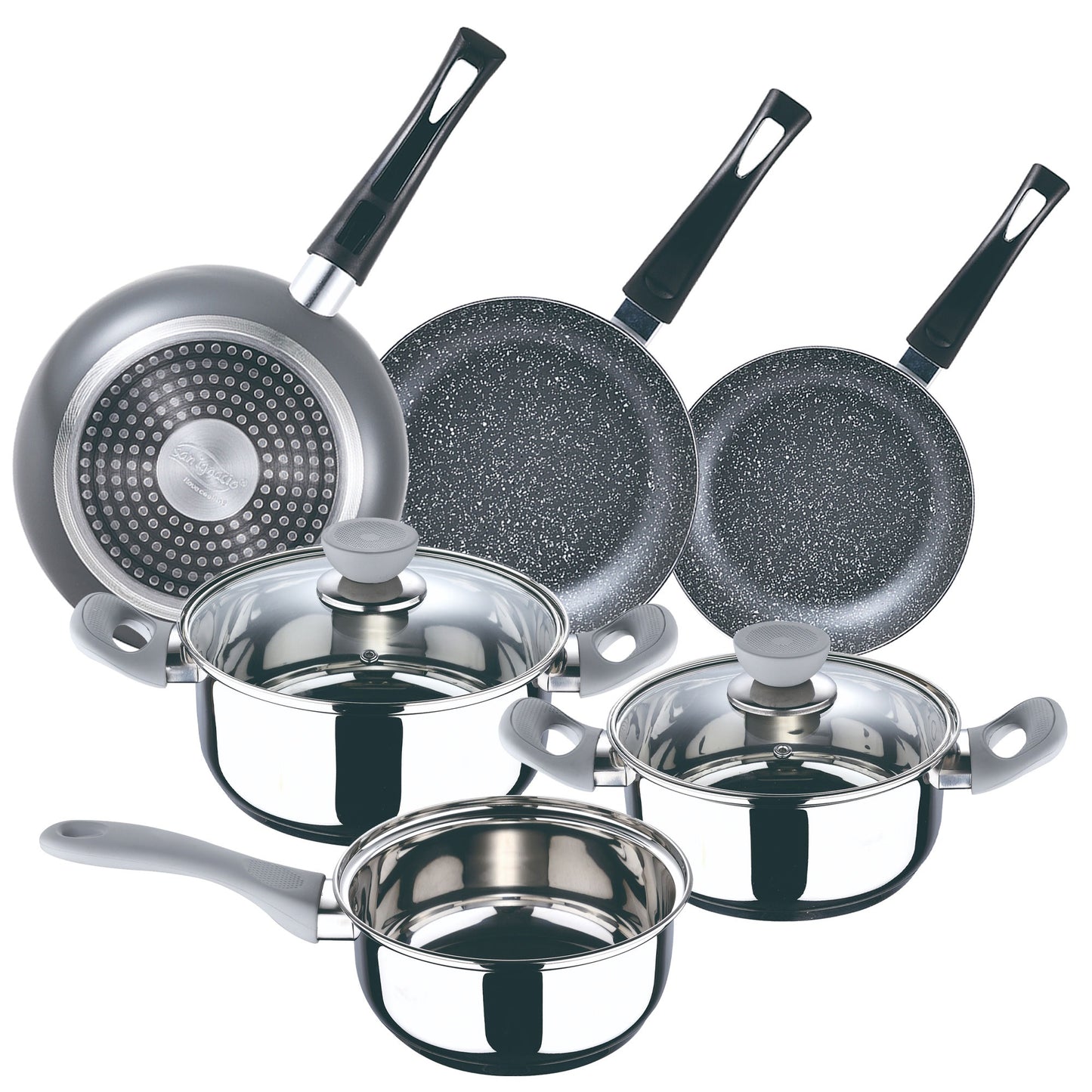 Juego De Bateria De Cocina 5pc alexia + Set 3 Sartenes (16/20/24cm) En Aluminio Prensado_0