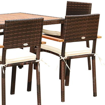 Outsunny Conjunto Muebles De Ratán Sintético Para Jardín Con 6 Silla Y Mesa_3