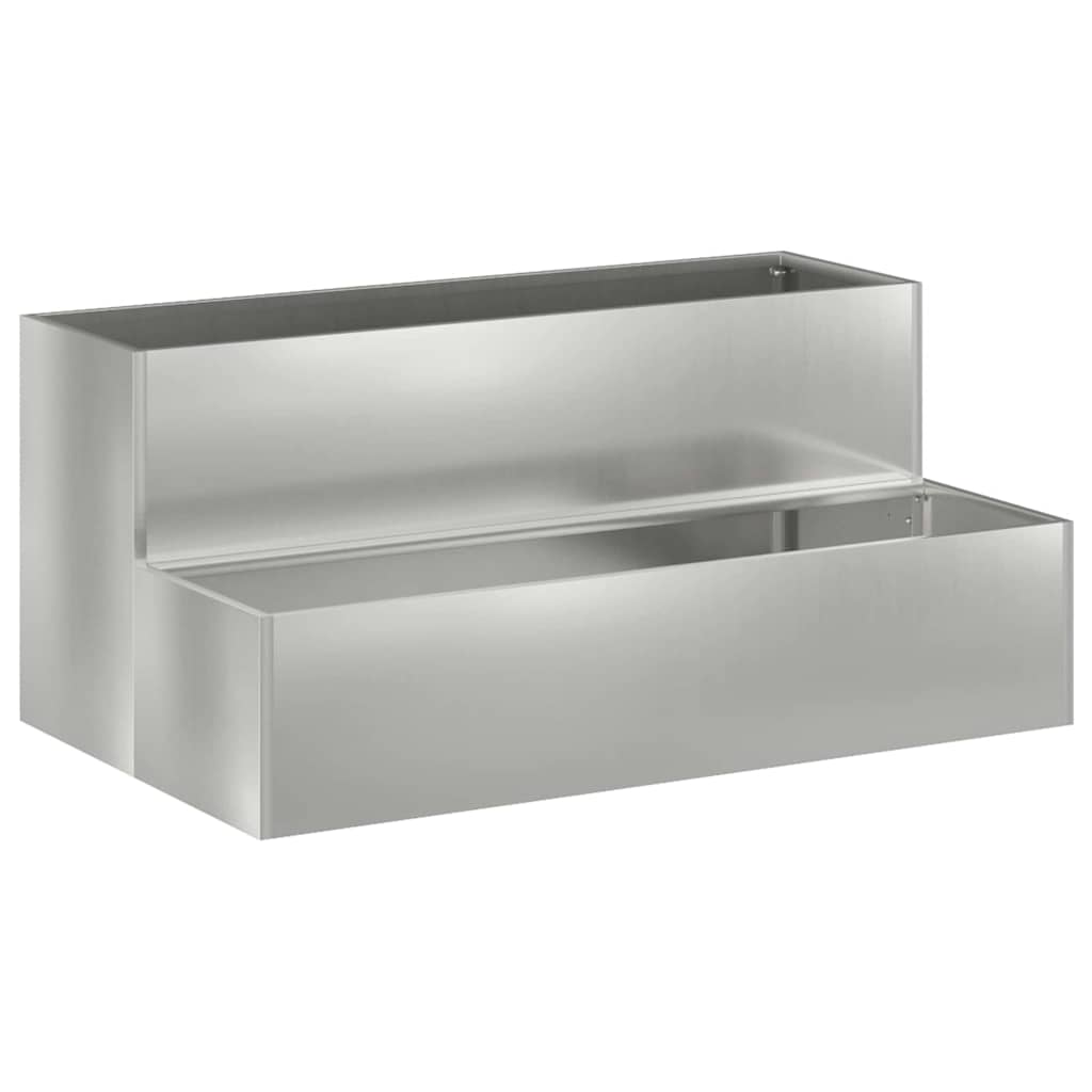 Macetero De Jardín Plateado 100 X 60 X 45 Cm Acero Galvanizado_0