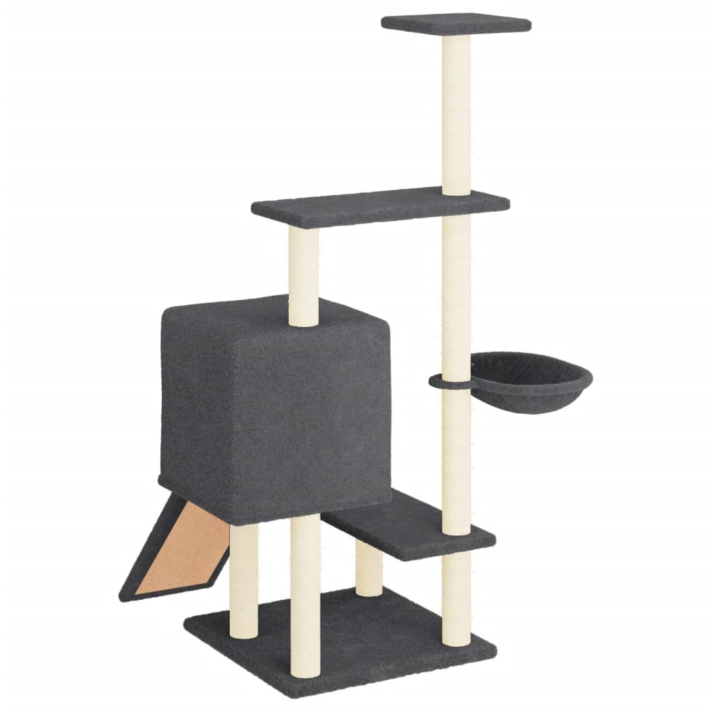 Rascador Para Gatos Con Postes De Sisal Gris Oscuro 130,5 Cm_4