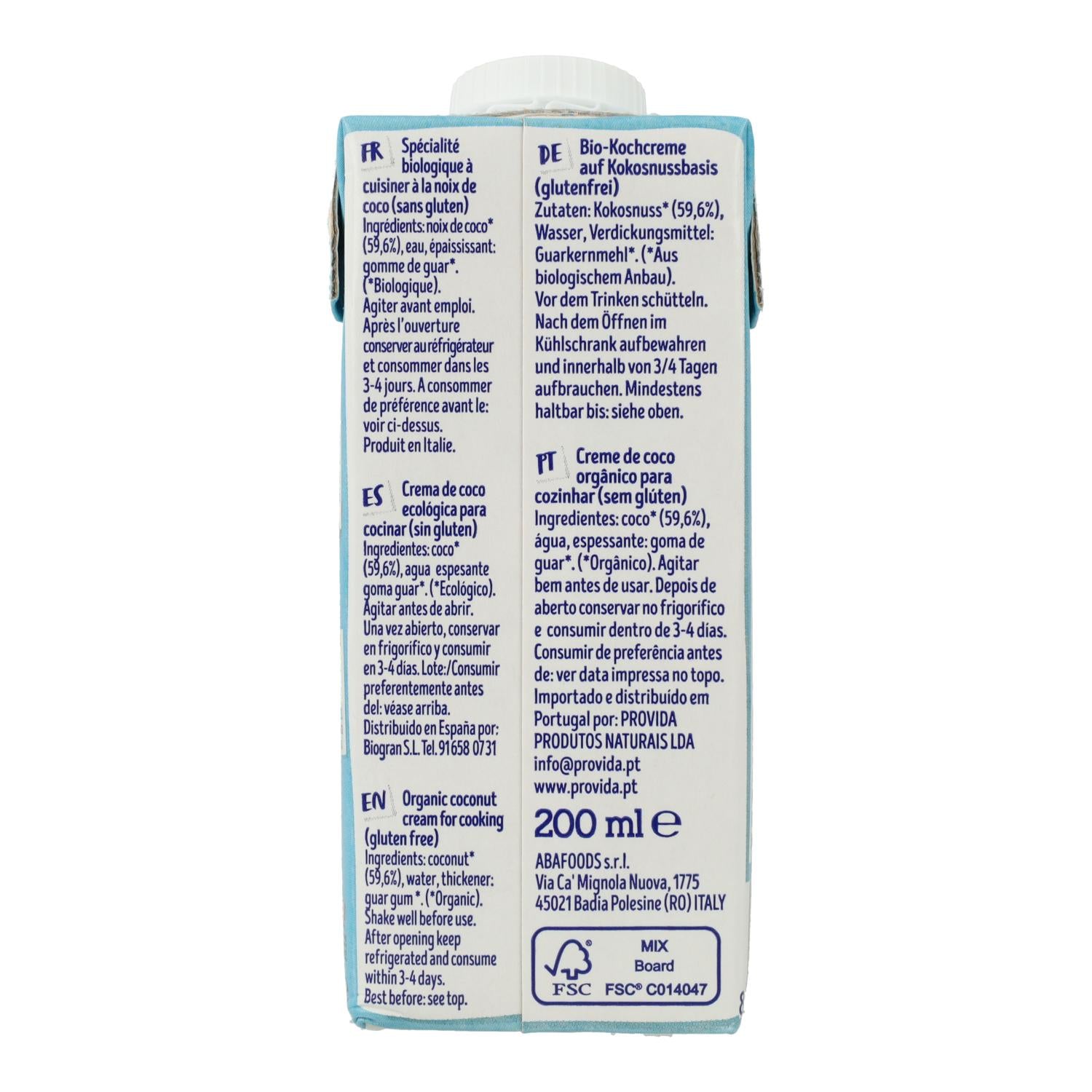 Crema vegetal de coco para cocinar Isola Bio, 200 ml