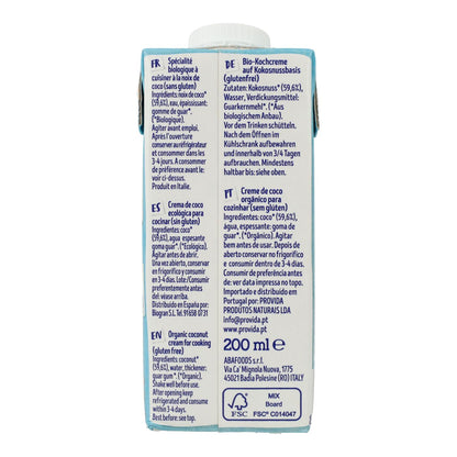 Crema vegetal de coco para cocinar Isola Bio, 200 ml